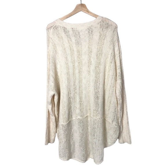 Boutique Textured Knit Pullover V-Neck High Low Sweater 2 - Picture 2 of 7